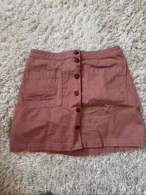 Women's Button-Front Pocket Skirt in Dusty Rose